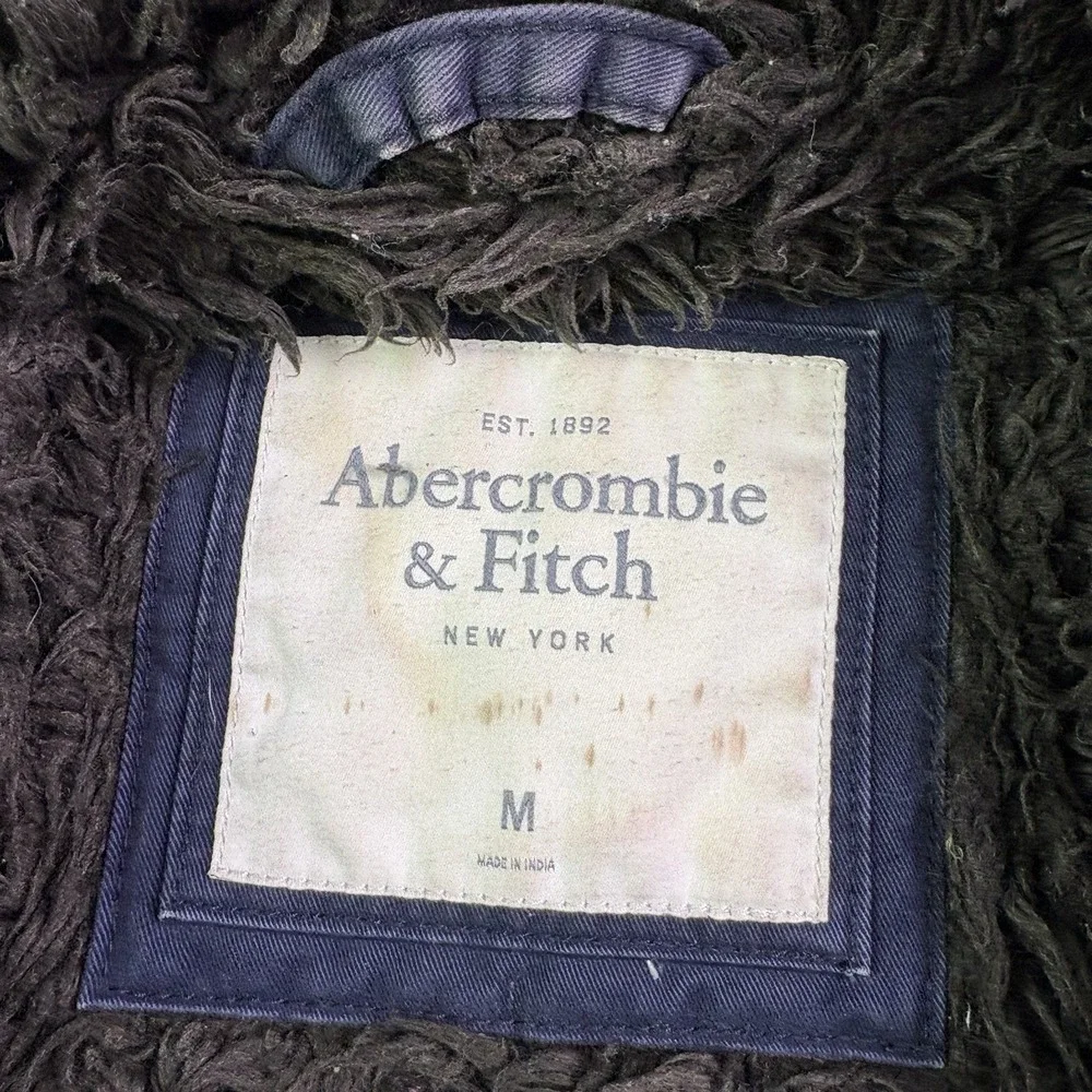 VTG Abercrombie & Fitch Adirondack Jacket Mens Medium Y2K Fur Lined Distressed